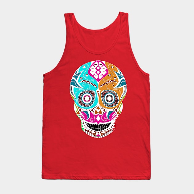 floral candy skull ecopop Tank Top by jorge_lebeau